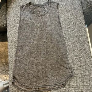 Charcoal grey Lululemon sleeveless top.